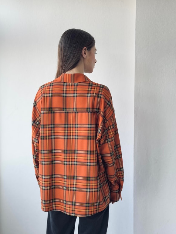 Retrobird Tasarım Boyfriend Çizgili Kiremit Gömlek