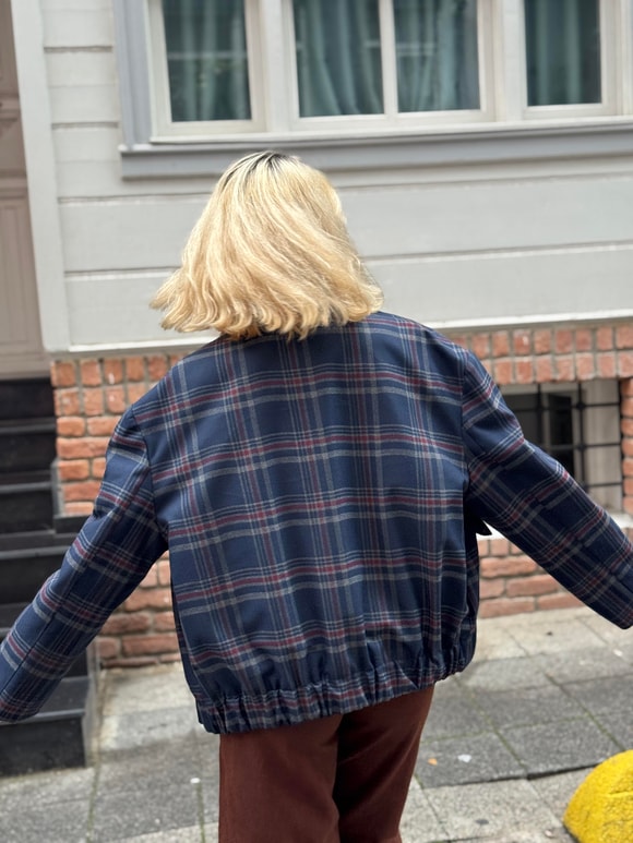 Retrobird Tasarım Ekose Desenli Brooklyn Bomber Ceket