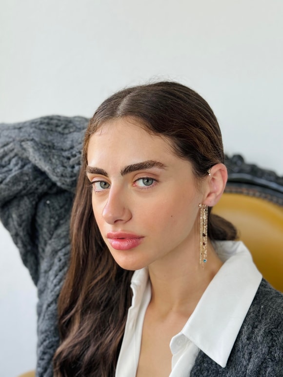 Retrobird Tasarım Gold Renkli Tek Earcuff Sallantılı Küpe