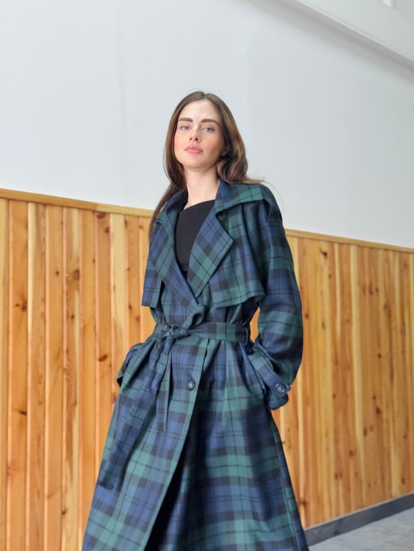 Retrobird Tasarım İngiliz Pelerin Model Yeşil Trenchcoat Ceket