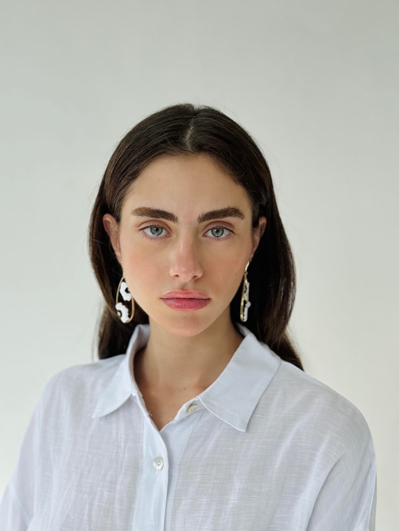 Retrobird Tasarım Mineli Pirinç Retro Model Küpe