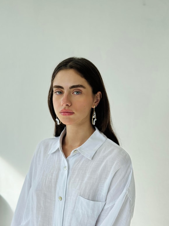 Retrobird Tasarım Mineli Pirinç Retro Model Küpe