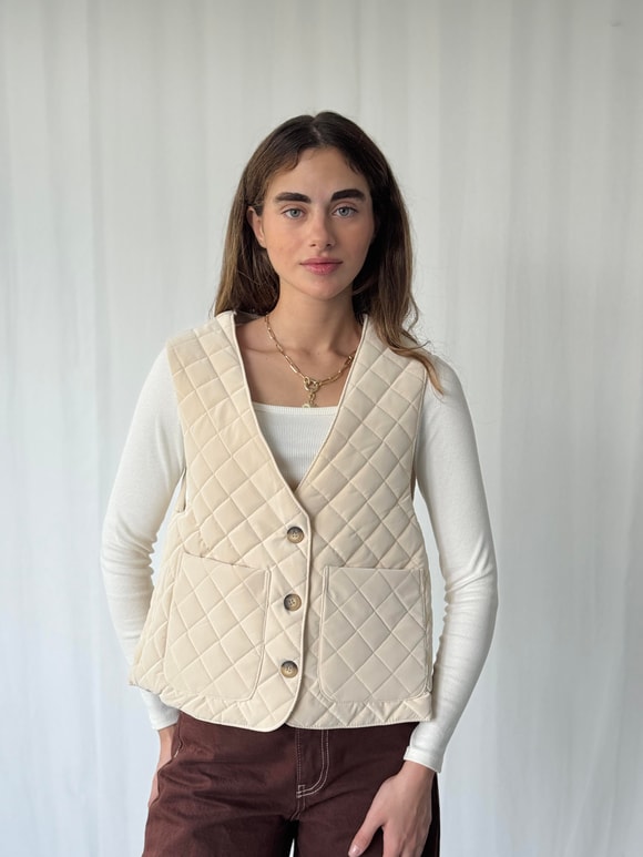 Retrobird Tasarım Önden Düğmeli Kapitone Yelek