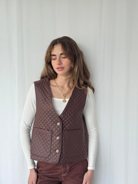 Retrobird Tasarım Önden Düğmeli Kapitone Yelek