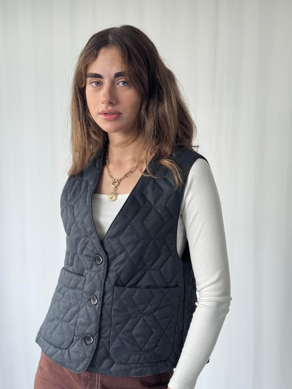 Retrobird Tasarım Önden Düğmeli Kapitone Yelek