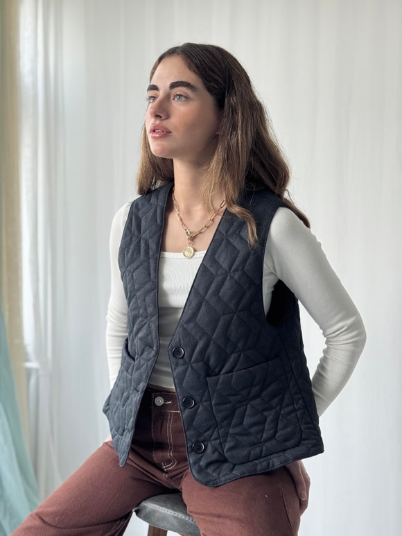 Retrobird Tasarım Önden Düğmeli Kapitone Yelek