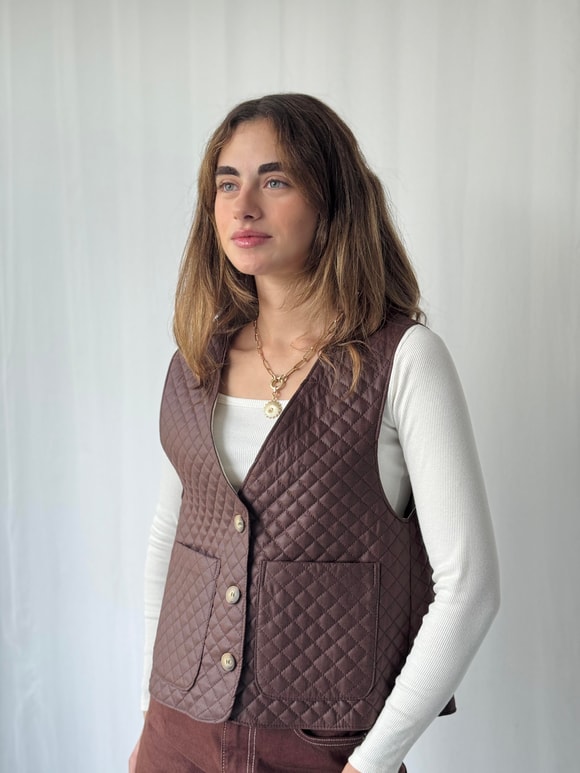 Retrobird Tasarım Önden Düğmeli Kapitone Yelek