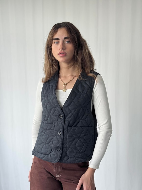 Retrobird Tasarım Önden Düğmeli Kapitone Yelek