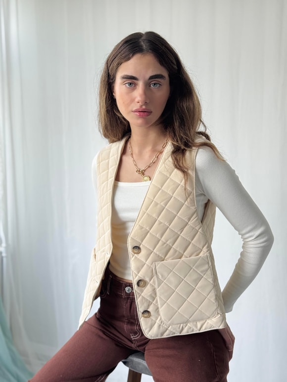 Retrobird Tasarım Önden Düğmeli Kapitone Yelek