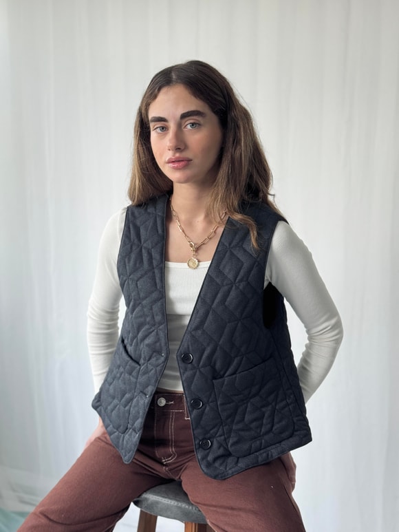 Retrobird Tasarım Önden Düğmeli Kapitone Yelek