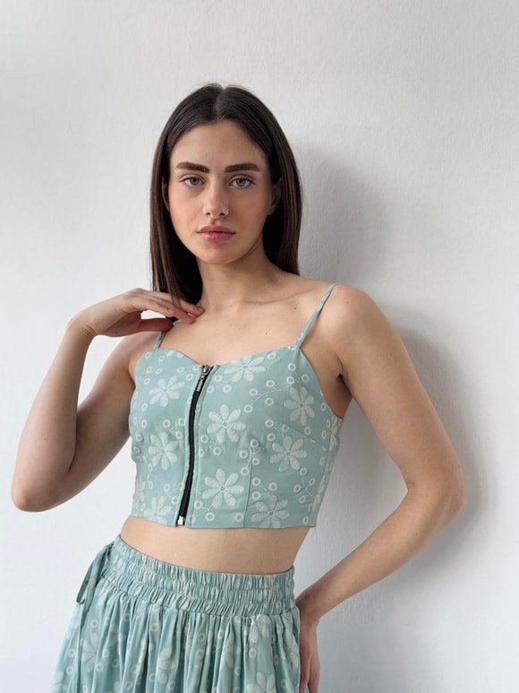 Retrobird Design Front Zippered Çağla Bustier