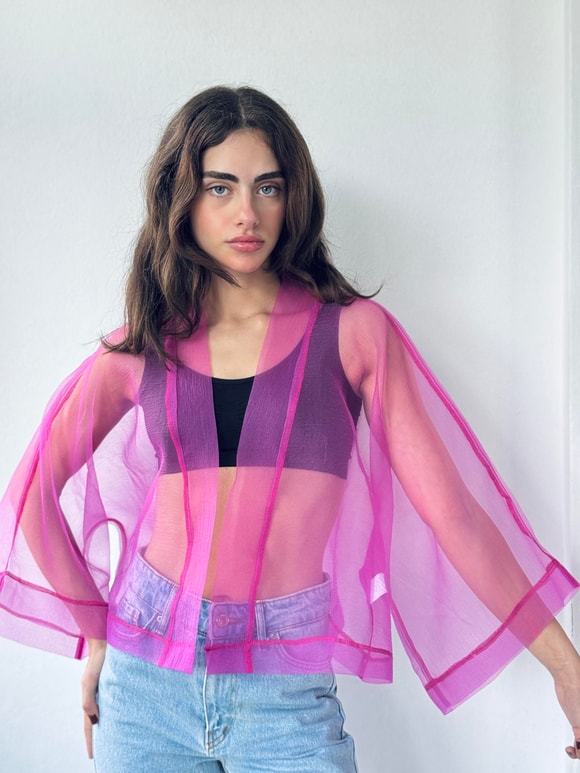 Retrobird Tasarım Organze Mini Kimono