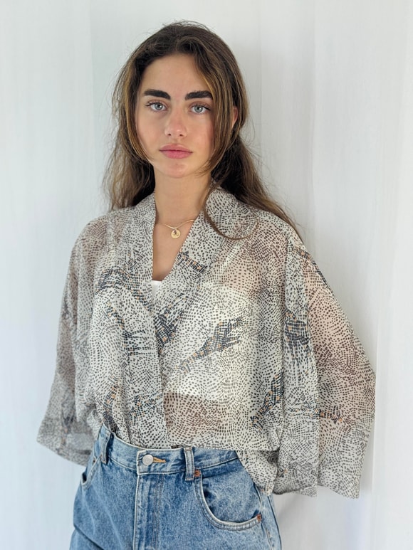 Retrobird Tasarım Şifon Mini Kimono
