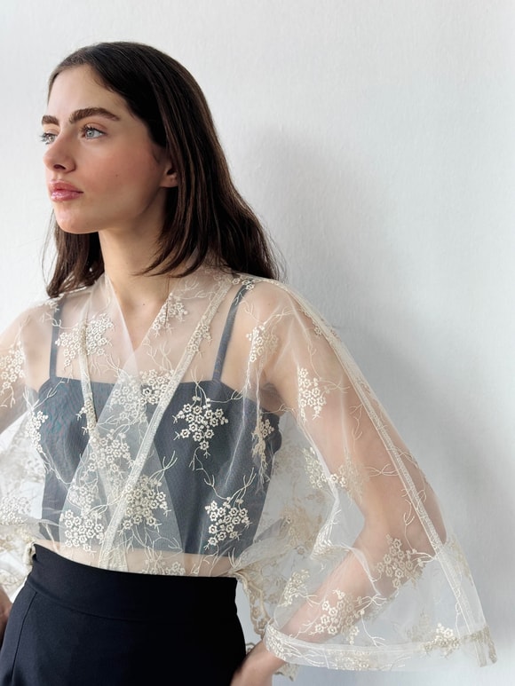 Retrobird Tasarım Tül Mini Kimono