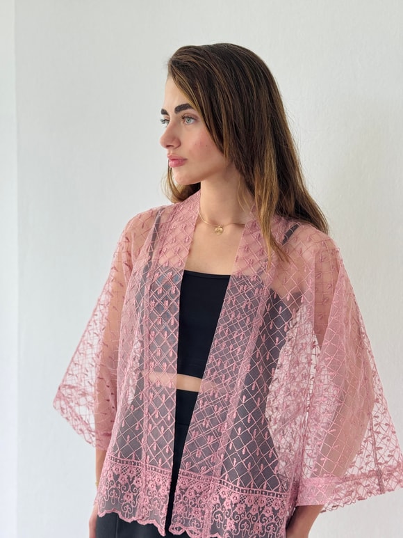 Retrobird Tasarım Tül Mini Kimono