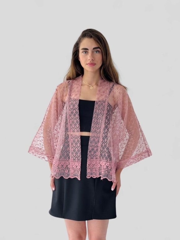 Retrobird Tasarım Tül Mini Kimono