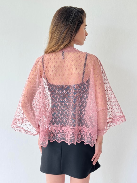 Retrobird Tasarım Tül Mini Kimono