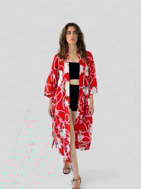 Retrobird Tasarım Uzun Kimono