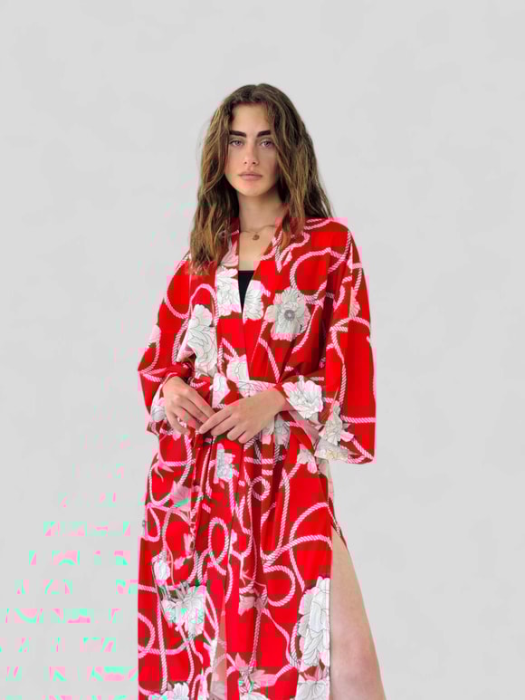 Retrobird Tasarım Uzun Kimono