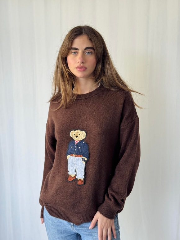 Retrobird Teddy Bear Kabartmalı Triko Kazak