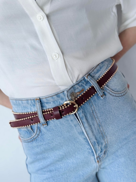 Retrobird Tokalı Bordo Kadın Suni Elbise Kemeri, Ceket Kemeri, Gömlek Kemeri, Pantolon Kemeri