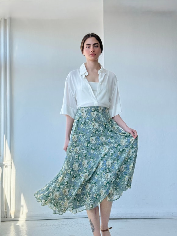 Retrobird Valerie Şifon Kloş Astarlı Uzun Etek