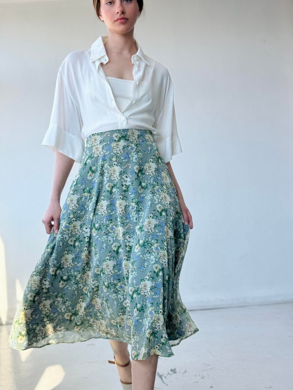 Retrobird Valerie Şifon Kloş Astarlı Uzun Etek