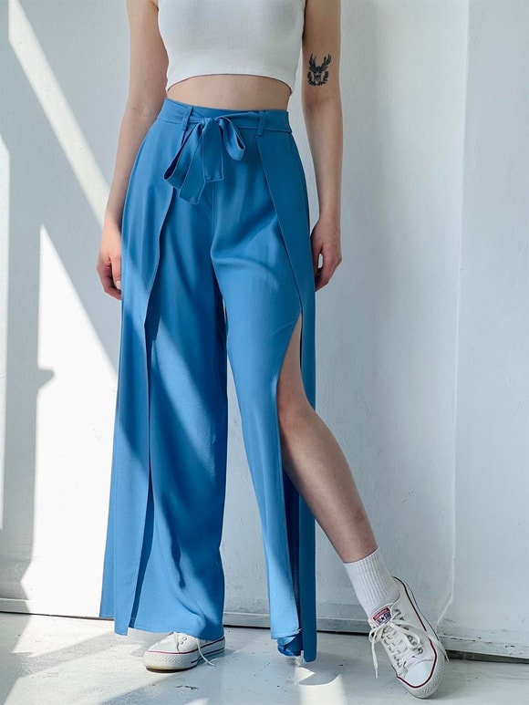 Retrobird Yırtmaç Detaylı Wide-Leg Pantolon Etek