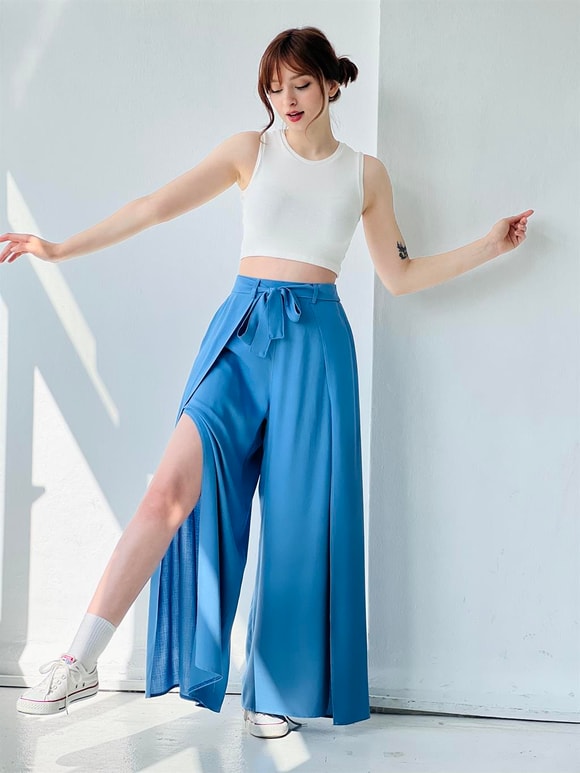 Retrobird Yırtmaç Detaylı Wide-Leg Pantolon Etek