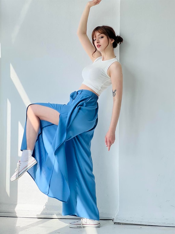 Retrobird Yırtmaç Detaylı Wide-Leg Pantolon Etek