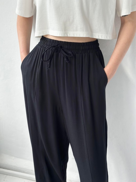 Retrobird Yoga Meditasyon Hafif Şalvar Siyah Pantolon