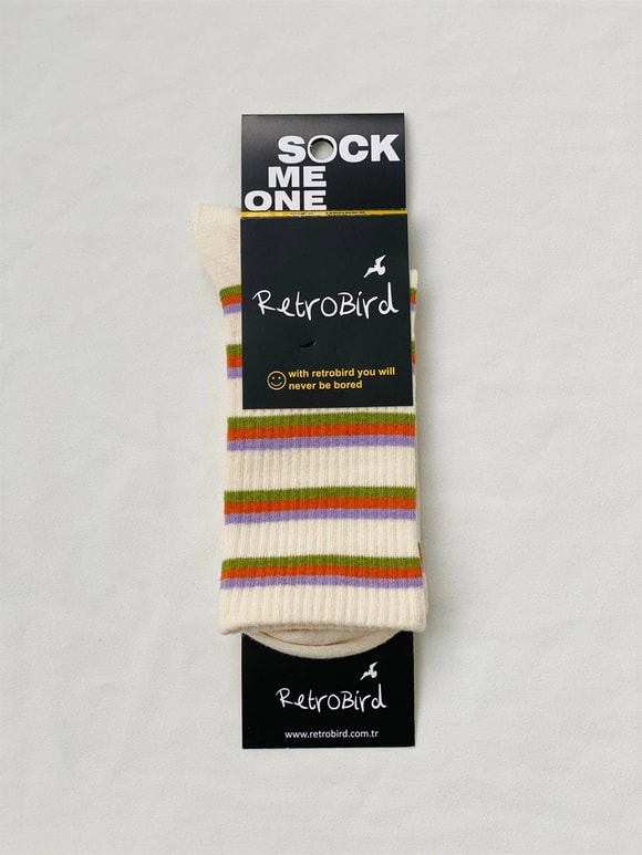 Retrobird Cotton Single Double Color Unisex Striped Sports Socks