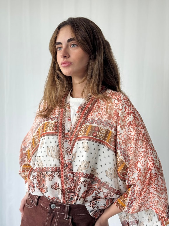 YENİ Retrobird Tasarım Boho Desen Mini Kimono
