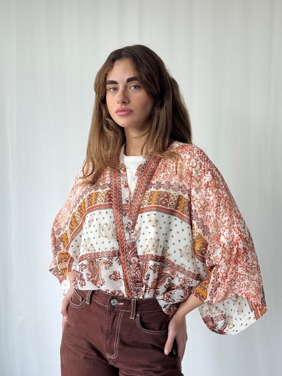 YENİ Retrobird Tasarım Boho Desen Mini Kimono