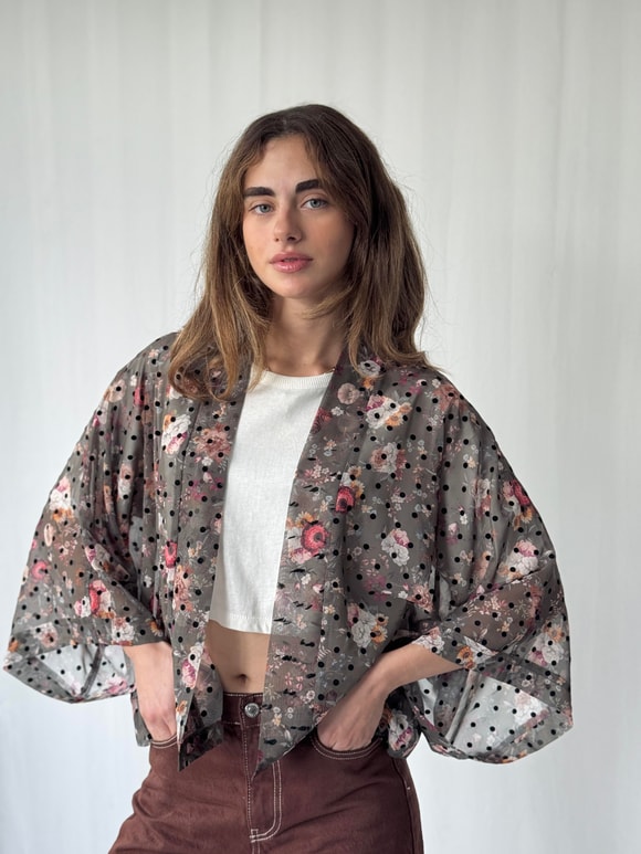 YENİ Retrobird Tasarım Boho Desen Mini Kimono