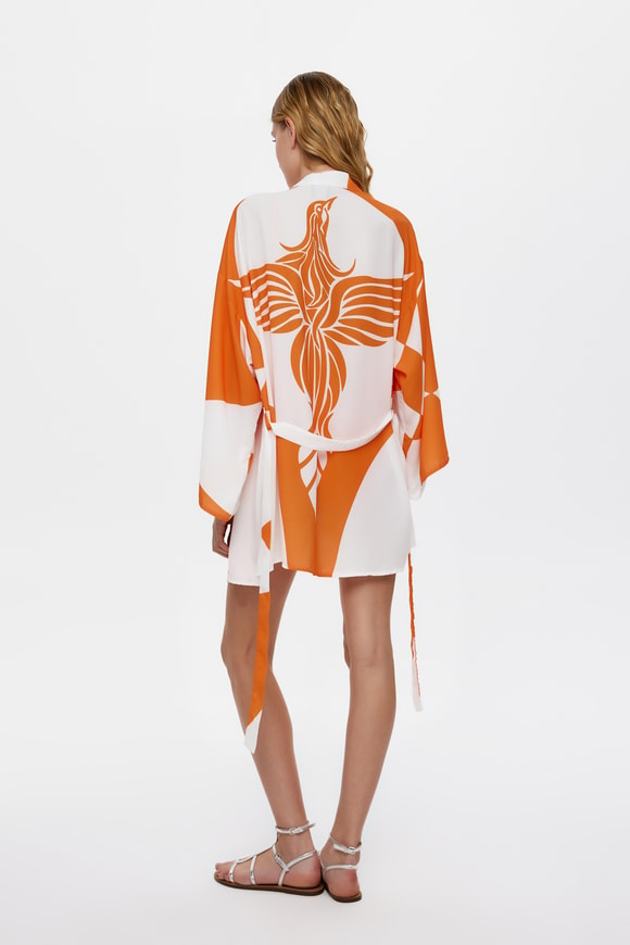 Sireng Turuncu Mini Kimono