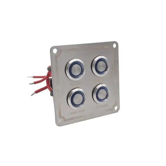 4'lü Krom Switch Panel Sigortalı Mavi Korna Butonlu