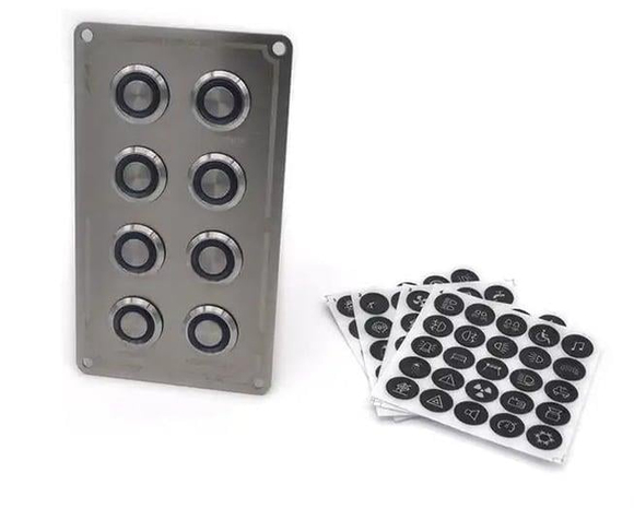 8'li Krom Switch Panel Sigortalı Mavi Korna Butonlu