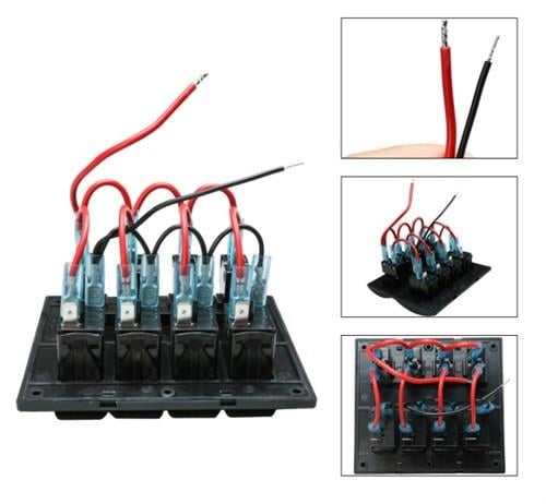 Bfy 4lü Switch Panel,Mavi Işıklı ve Otomatik Sigortalı