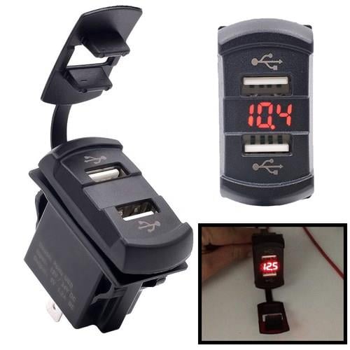 Bfy İkili USB Soketi + Voltmetre Kare