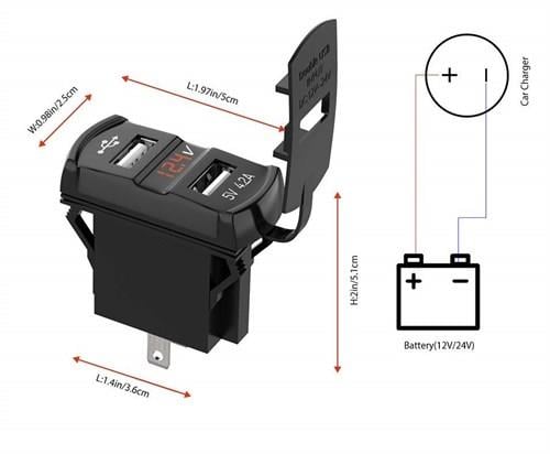 Bfy İkili USB Soketi + Voltmetre Kare