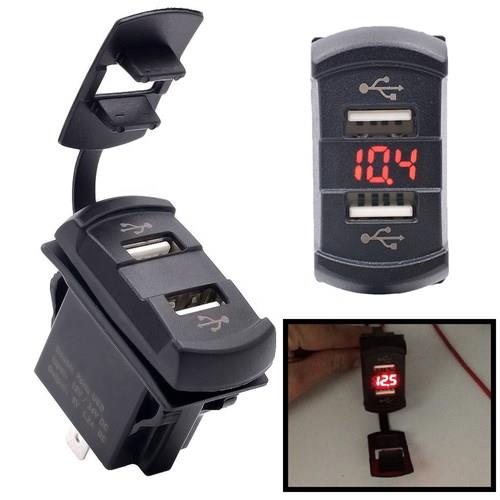 Bfy İkili USB Soketi + Voltmetre Kare