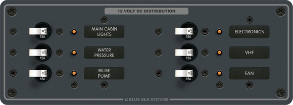 Blue Sea Systems 12/24V DC Sigorta Paneli 6 Pozisyonlu 8096