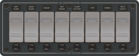 Blue Sea Systems 12/24V DC Su Geçirmez Sigorta Paneli 8'li 8261