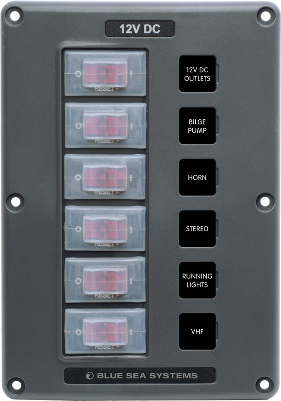 Blue Sea Systems 12V DC Su Geçirmez Sigorta Paneli 6lı 4322