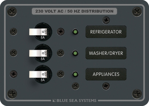 Blue Sea Systems 230V AC Sigorta Paneli 3 Pozisyonlu 8158