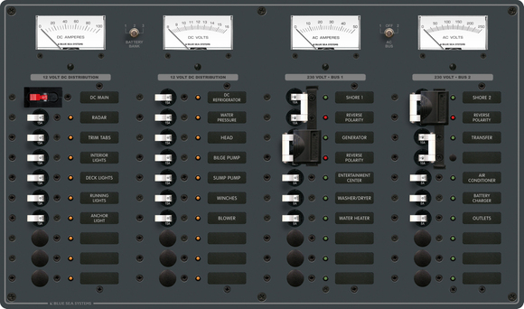 Blue Sea Systems 230V AC/12V DC Birleşik Sigorta Paneli 12 AC ve 19 DC Pozisyonlu 8186