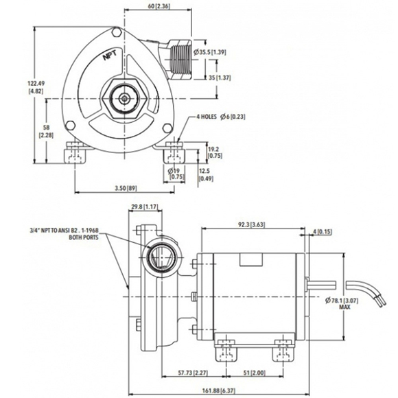 Jabsco Cyclone Santrifüj Pompası 24V - 110 L/dk - 8.7 PSI