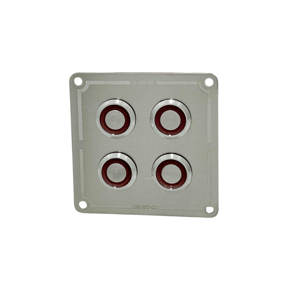 Krom 4lü Switch Panel Sigortalı Kırmızı Işıklı