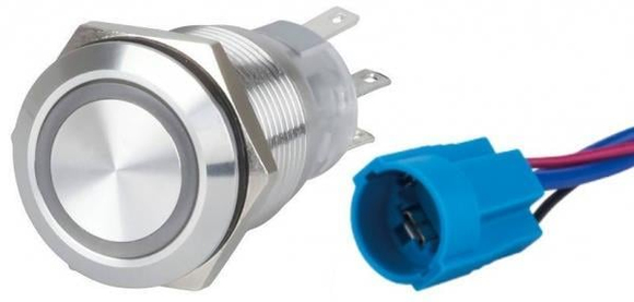 Krom Led Buton ON-OFF Beyaz 12-24V